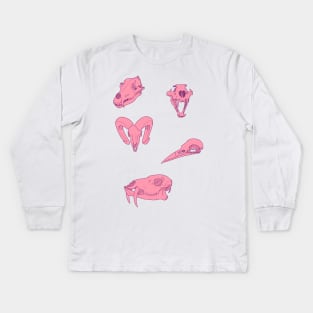 Pink Skulls Kids Long Sleeve T-Shirt